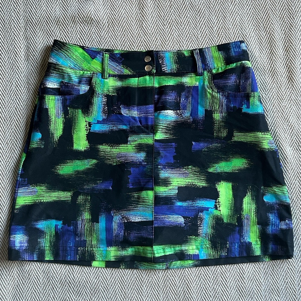 Slazenger Golf Skort Women 2 Abstract Brushstroke Lined Skirt Retro Performance
